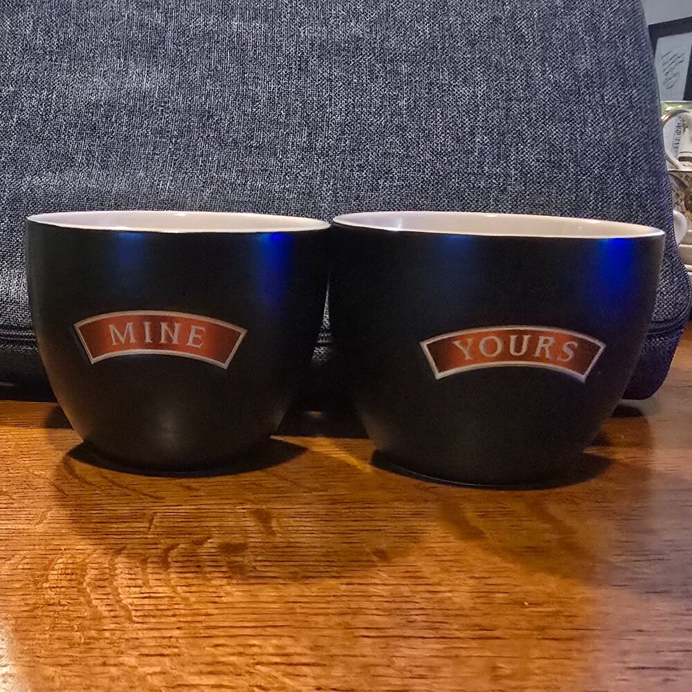 Baileys Irish Cream “Mine” & “Yours” Mugs – Set of 2 – Vintage Ceramic Barware